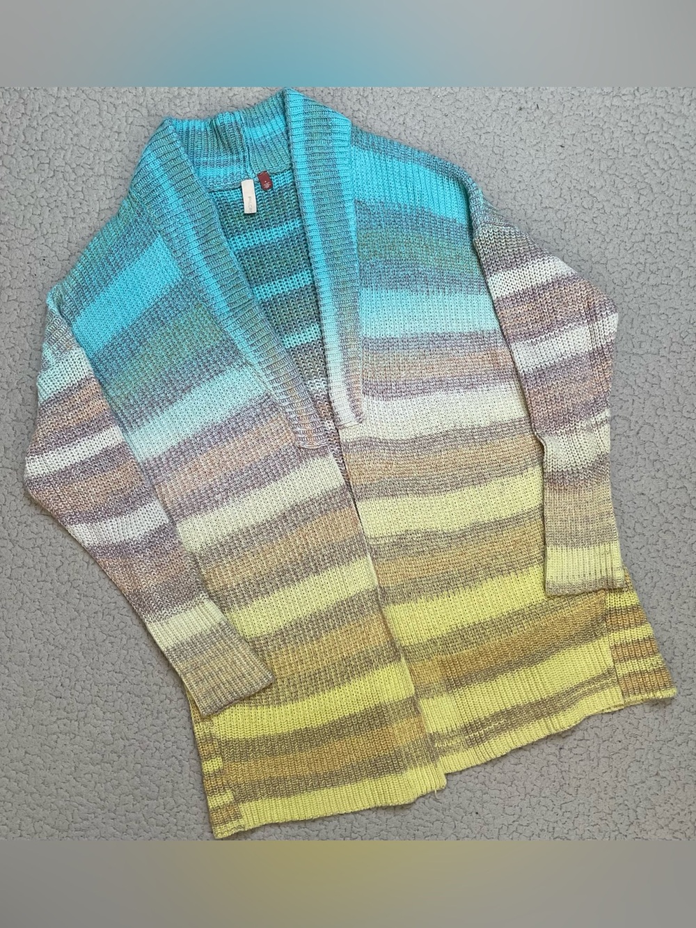 Anthropologie Pilcro Ombre Space Dye Cotton Knit Long Shawl Collar Cardigan
